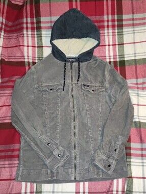 Tony Hawk Men's Gray Hooded Corduroy Jacket